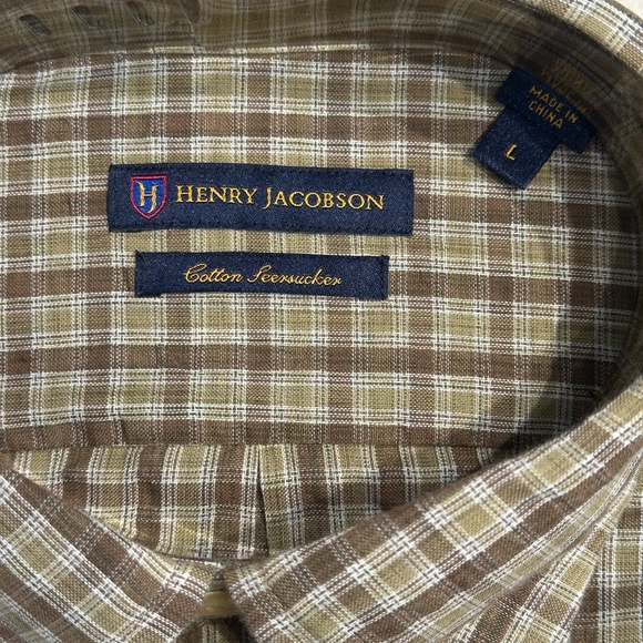 New Henry Jacobson, size Lg, 100% cotton seersucker woven sport shirt - Picture 3 of 4